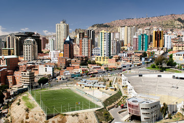 Wall Mural - The governmental capital of Bolivia. The city's building cling to the sides of the canyon and spill spectaculary downwards