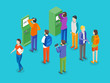 © bigmouse108 - Payment Terminal and People Concept 3d Isometric View. Vector