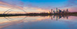 Dallas Skyline Reflection on Trinity River During Sunset, Dallas, Texas.