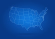 USA map green on blue background rectangle