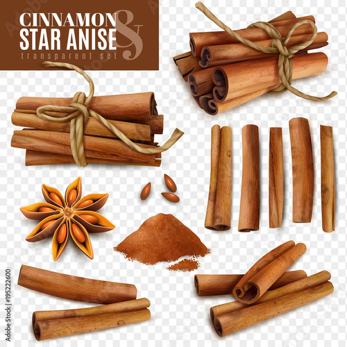 Cuadros en Lienzo Cinnamon Star Anise Transparent Set