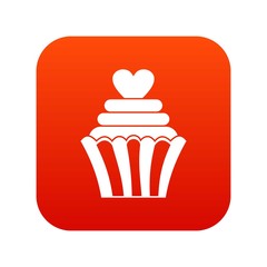 Wall Mural - Love cupcake icon digital red