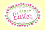 Fototapeta Pomosty - Happy Easter Tulips Horizontal Vector Illustration 1