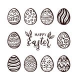 Fototapeta  - Set of Easter eggs and lettering