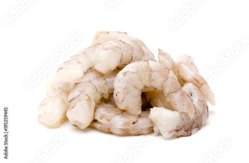 Cuadros en Lienzo Raw Jumbo Shrimp on a White Background