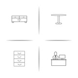 Fototapeta Pokój dzieciecy - Furniture simple linear icon set.Simple outline icons