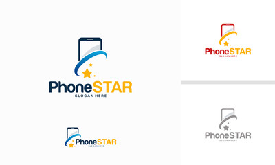 Phone Star logo designs concept vector, Bright Phone logo template designs