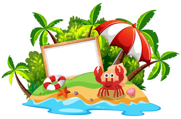 Wall Mural - whiteboard on island with hermit crab