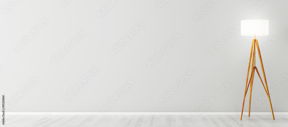 Interior background with floor lamp 3d rendering - obrazy, fototapety, plakaty 