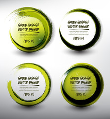 Wall Mural - Abstract vector grunge banners set of 4. Hand drawn green grunge circle frames. Isolated on the white panel. Each item contains space for own text. Vector illustration. Eps 10.