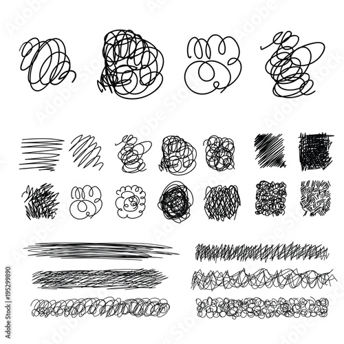 Fotografie, Obraz Vector light set of hand drawn scribble line shapes