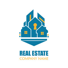 Modern Real Estate Logo Template Vector Illustration. Creative Abstract Home Logo for Apartment, House, Property Development, Construction, Business Card