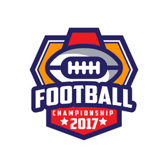 Sticker - Football championship 2017 logo template, American football emblem, sport team insignia