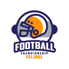 Sticker - Football championship established 1983 logo design, American football emblem, sport team insignia