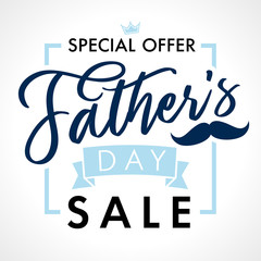 Special offer Father`s Day sale promotion calligraphy design. Father Day special offer SALE banner vector background