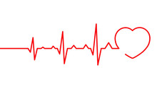 Heart Pulse, Cardiogram Line Vector Illustration, Heartbeat