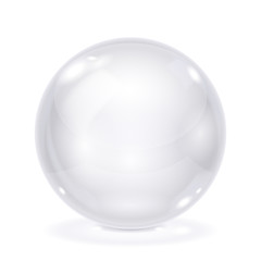 Wall Mural - White glass ball. 3d shiny shere isolated on white background