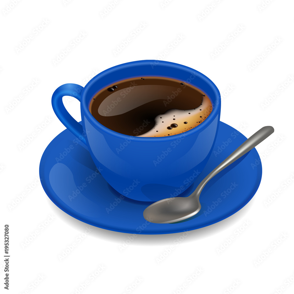 Blue cup of coffee. Vector clip art illustration. Stock Vector | Adobe Stock