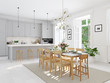 © 2mmedia - modern nordic kitchen in loft apartment. 3D rendering