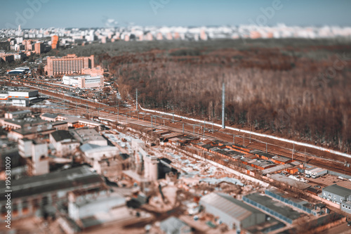 True Tilt Shift View From The High Point Of Railway Track Focus