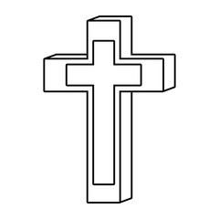 Sticker - Religious Cross icon over white background, vector illustration
