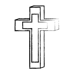 Sticker - sketch of Religious Cross icon over white background, vector illustration