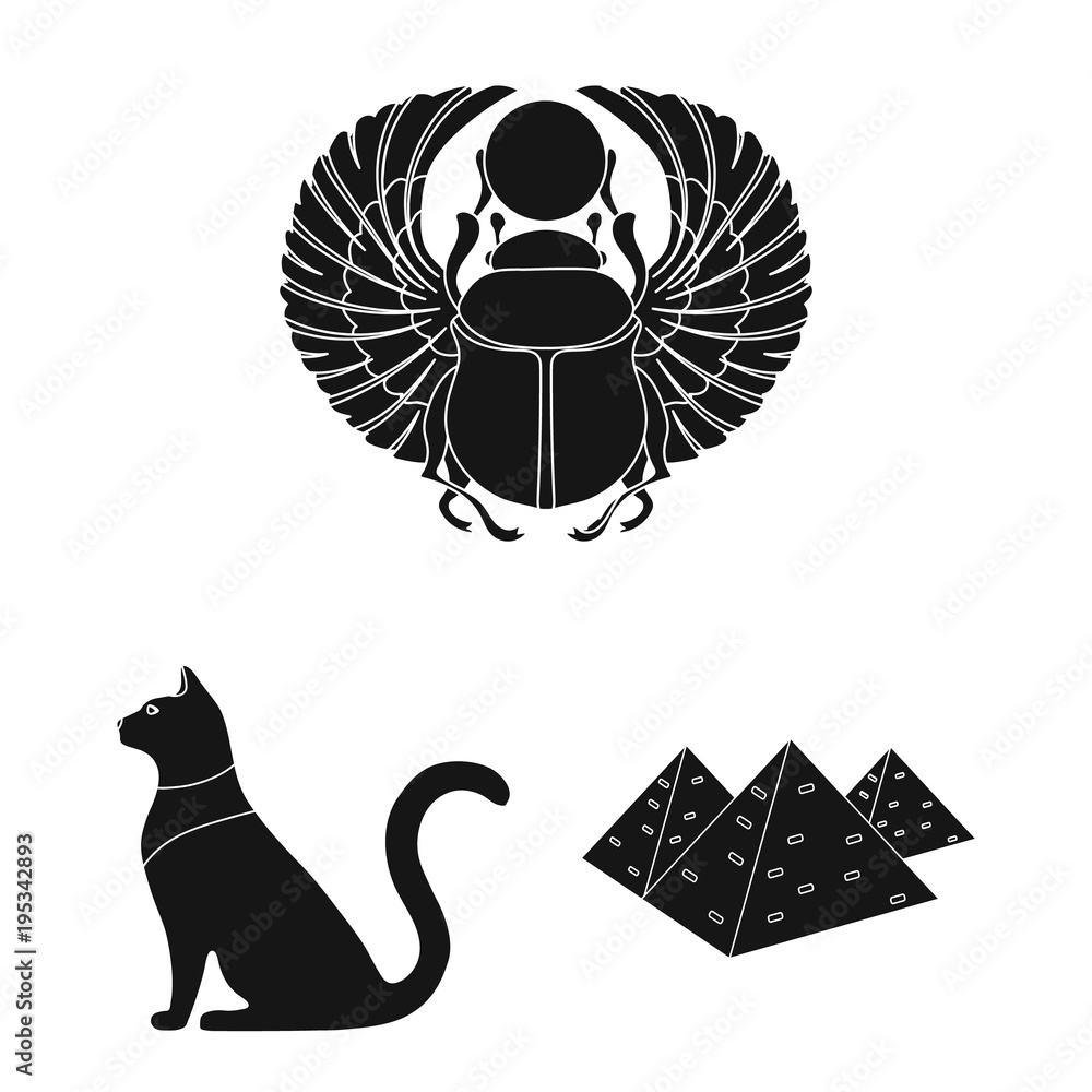 Ancient Egypt black icons in set collection for design. The reign of ...