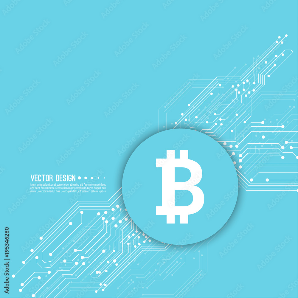Abstract background with high tech circuit board texture. Crypto currency  Bitcoin internet virtual money. Vector icon bitcoin digital cryptocurrency.  Blockchain based secure. Electronic motherboard. 素材庫向量圖| Adobe Stock