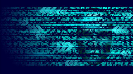 Wall Mural - hacker artificial intelligence robot danger dark face. cyborg binary code head shadow online hack al
