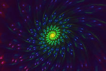 Fractal Flower Swirling Out From Center In Bright Colors
