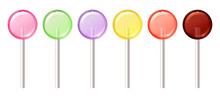 Set Of Glossy Round Colorful Lollipops.