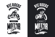 Vintage Bikers Club Black And White Isolated Vector T-shirt Logo.
Premium Quality Motorcycle Logotype Tee-shirt Emblem Illustration. 