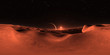 360 Panorama of Mars-like Exoplanet sunset, environment map. Equirectangular projection, spherical panorama. 3d illustration