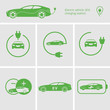 Vector Icons pin point electric vehicle charging station. Isolated electric car. Symbols hybrid cars. Future concept.