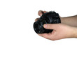cyfrowy aparat fotograficzny w dłoniach