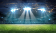 Stadium In Lights And Flashes 3D Rendering.