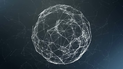 Wall Mural - sphere, globe and space in the form of a plexus. abstract geometric background with moving lines, do