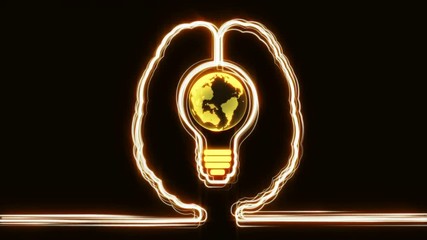 Wall Mural - Brain with World in a Bulb Inside