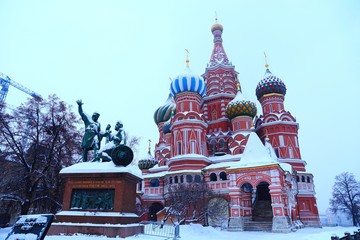 Wall Mural - St. Basil's Cathedral on Red Square in Moscow. Winter Night illumination. 

