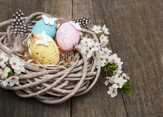 Easter eggs and spring  blossom