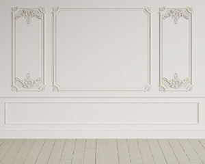 Classic interior wall with mouldings.Digital illustration.3d rendering