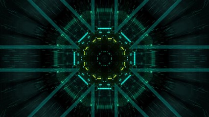 Wall Mural - abstract futuristic sci fi warp tunnel with particle grid. motion graphic for data center, server, i