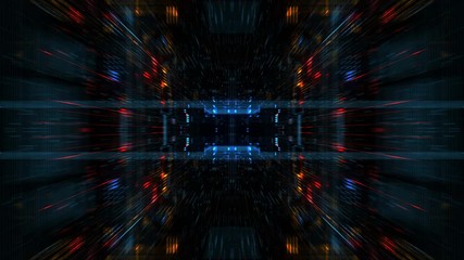 Wall Mural - abstract futuristic sci fi warp tunnel with particle grid. motion graphic for data center, server, i