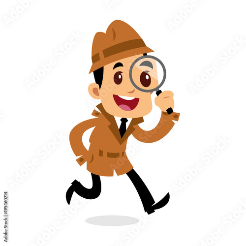 Cuadros en Lienzo Vector drawing of a detective man, he is looking for clues