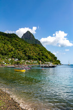 Petit Piton From The Beach At Soufriere, St. Lucia, Windward Islands Caribbean