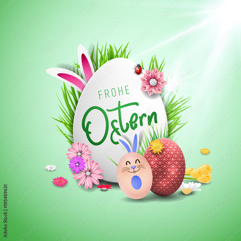 Happy Easter Hintergrund-Banner – Osterdeko Für Party Innen & Draußen – Mit Kaninchen-Motiv