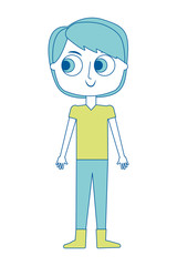 Sticker - cartoon little boy is standing character vector illustration green image