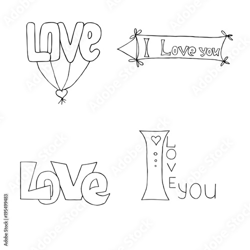 Love You Simple Lettering In Vector With Decorative Heart Doodle