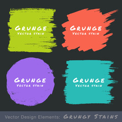 Wall Mural - set of hand drawn flat grunge stains on dark background. vector illustration.