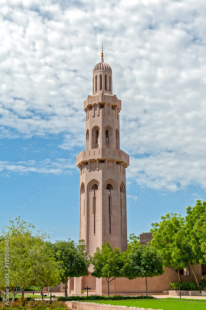 Meczeet, wieża, Grand Mosque, Muscat, Oman - obrazy, fototapety, plakaty 